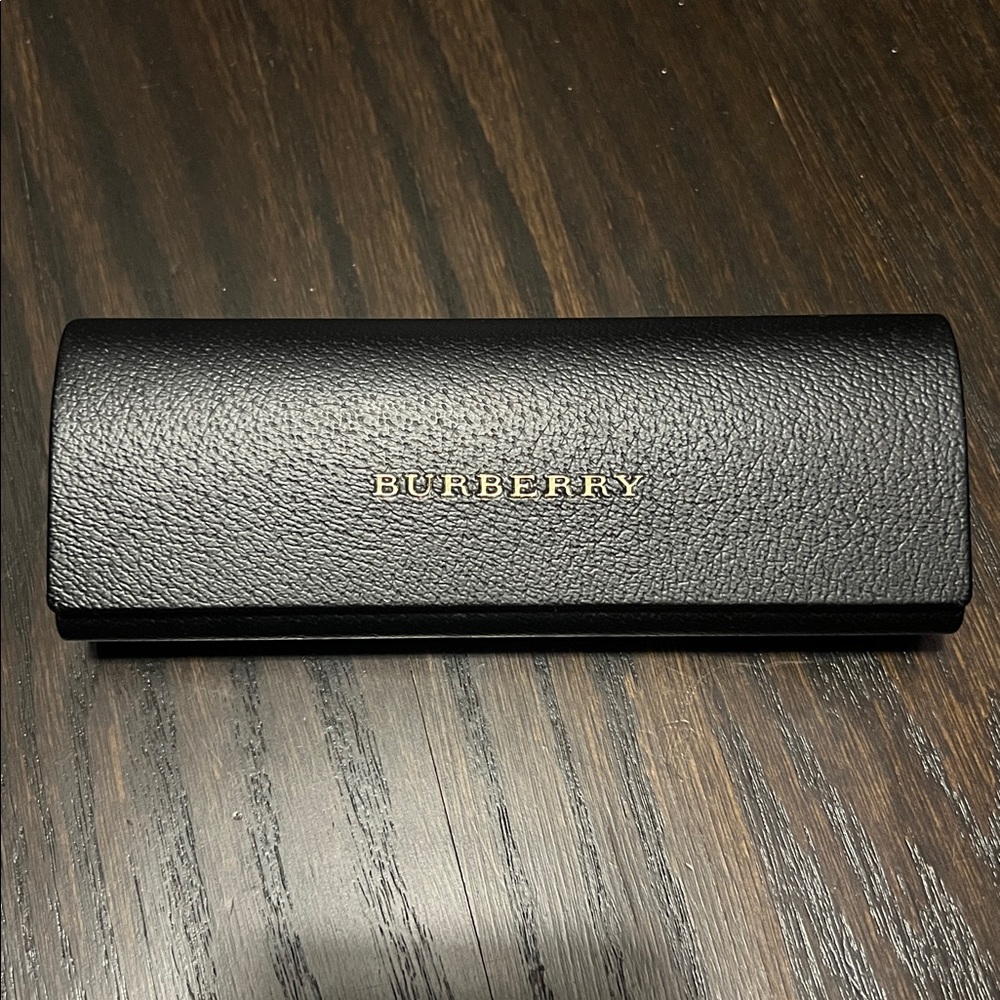 Authentic Burberry Black Sunglass Glasses Hard Case Brown Interior Unisex